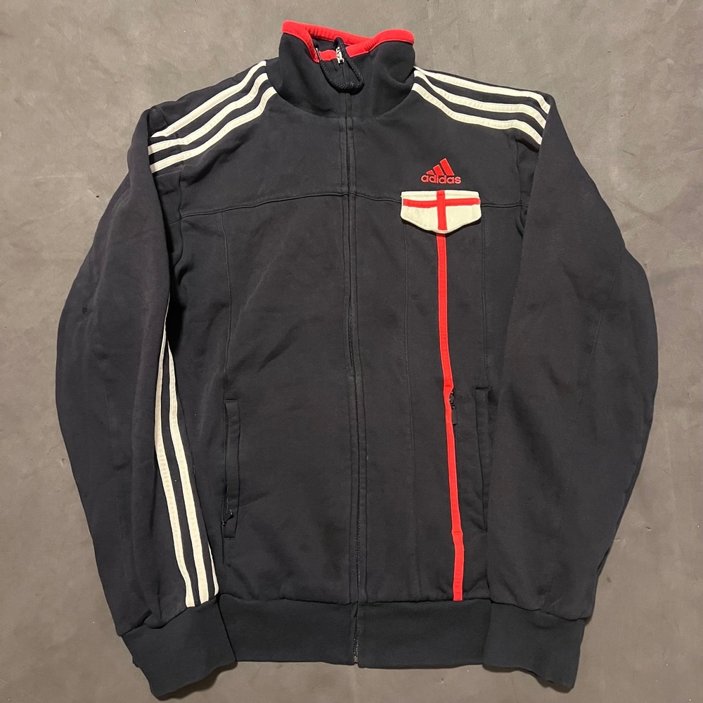 Adidas Track Jacket Full Zip England Bulldog Navy Mens XL UEFA Euro Zip‎ Up 2008